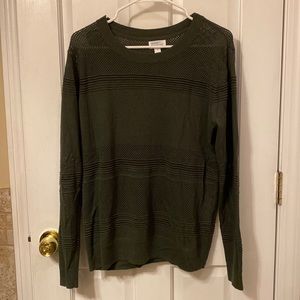 Market Spruce Green Crew Neck Textured Light Sweater, Large